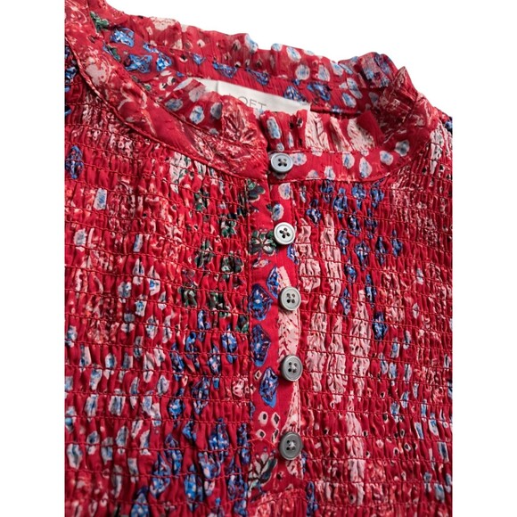 Loft Garden Smocked Bodice Tiered Maxi Dress Red Boho Fall Women's 12 Petite‎ - Picture 9 of 16